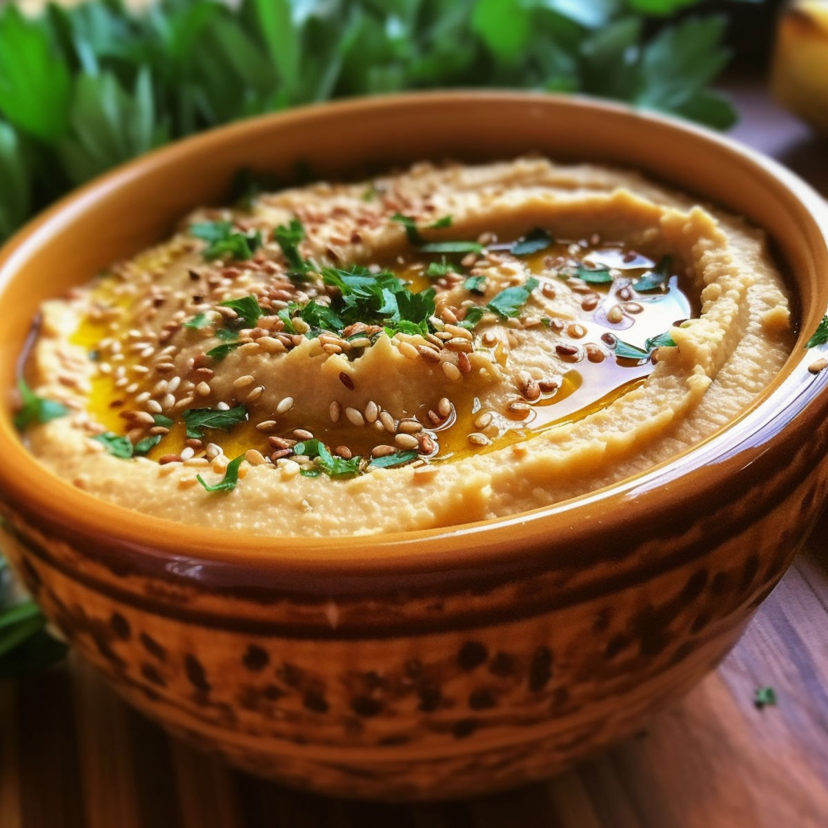 Cizrnový humus se sezamovou pastou