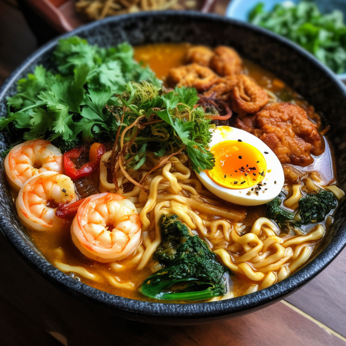 Curry ramen s krevetami