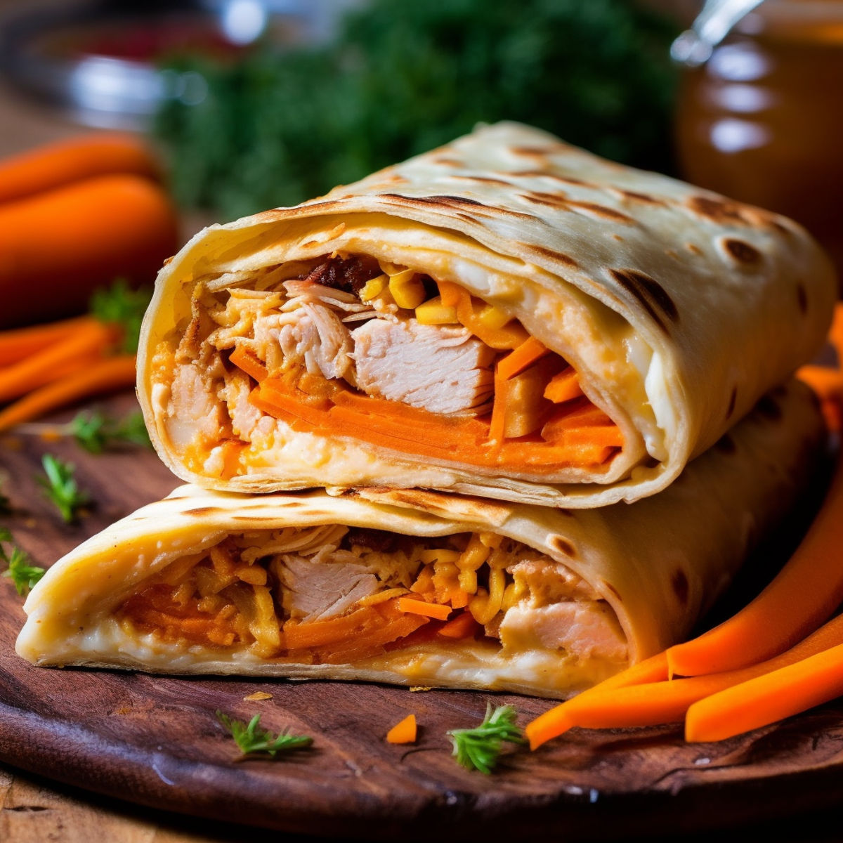Tortilla plněná krůtím a mrkví