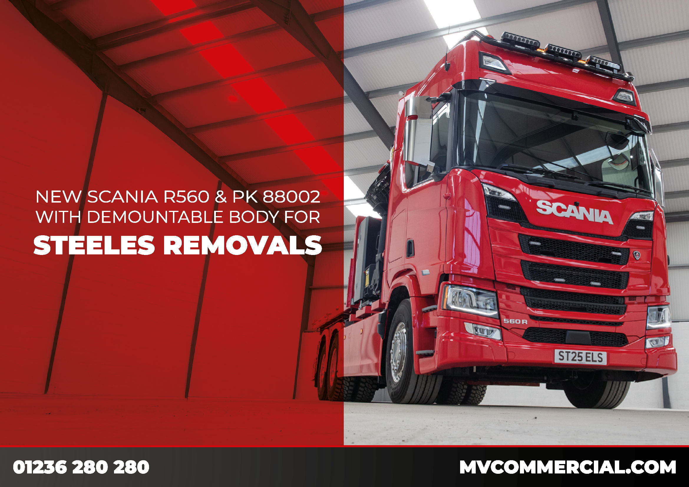Image for MV Commercial Delivers Industry-Leading Heavy-Duty Scania R560 Crane Artic to Steeles Removals