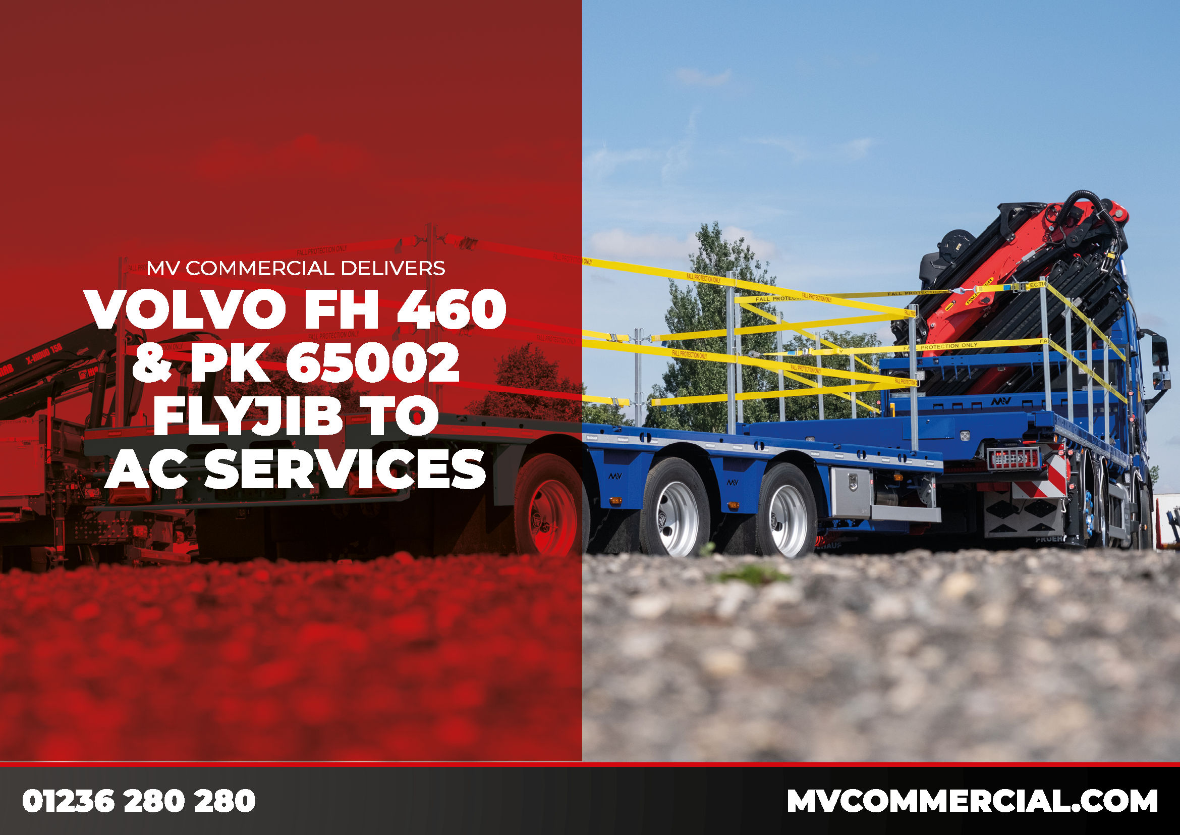 Image for MV Commercial Delivers High-Spec Volvo FH460 Cheesewedge with Palfinger PK65002-SH E Boom and Fruehauf Trailer to AC Services Branbury