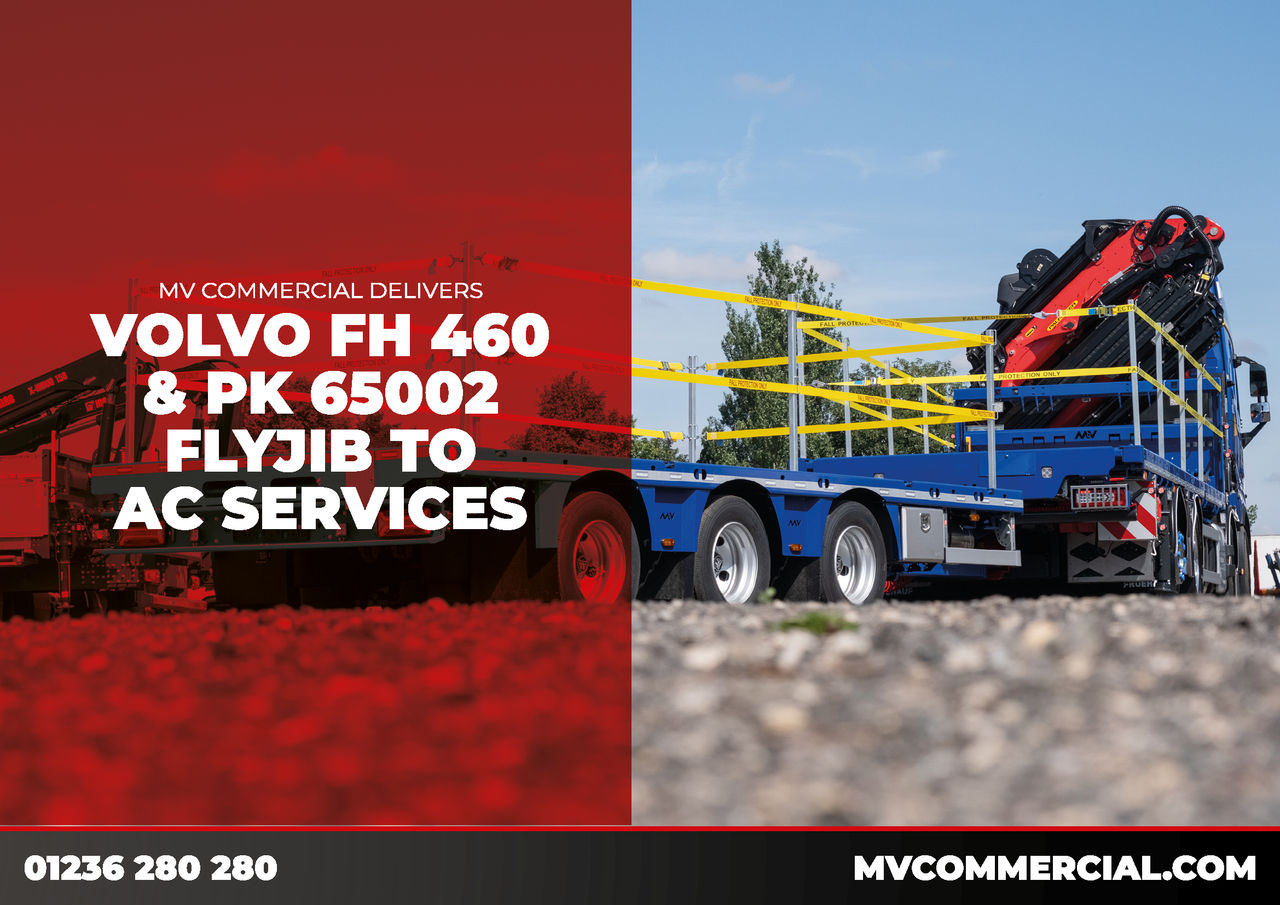 Image for MV Commercial Delivers High-Spec Volvo FH460 Cheesewedge with Palfinger PK65002-SH E Boom and Fruehauf Trailer to AC Services Branbury