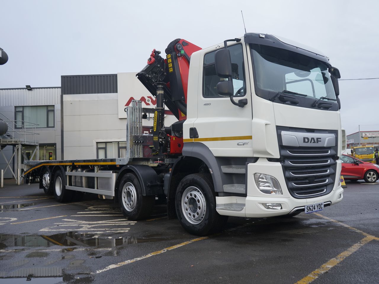 Ready to go DAF CF 480, Cheesewedge, 480, 32 Tonne, Day Cab, Automatic, Heated Mirrors, Lane Departure / Assist / Guard Warning System, Lashing Rings, LED Daytime Running Lights, MX Engine Brake, , Palfinger, PK33002-EH | for sale at MV Commercial, the UKs leading Truck, Trailers and Van supplier. (SN24YDC 113617)