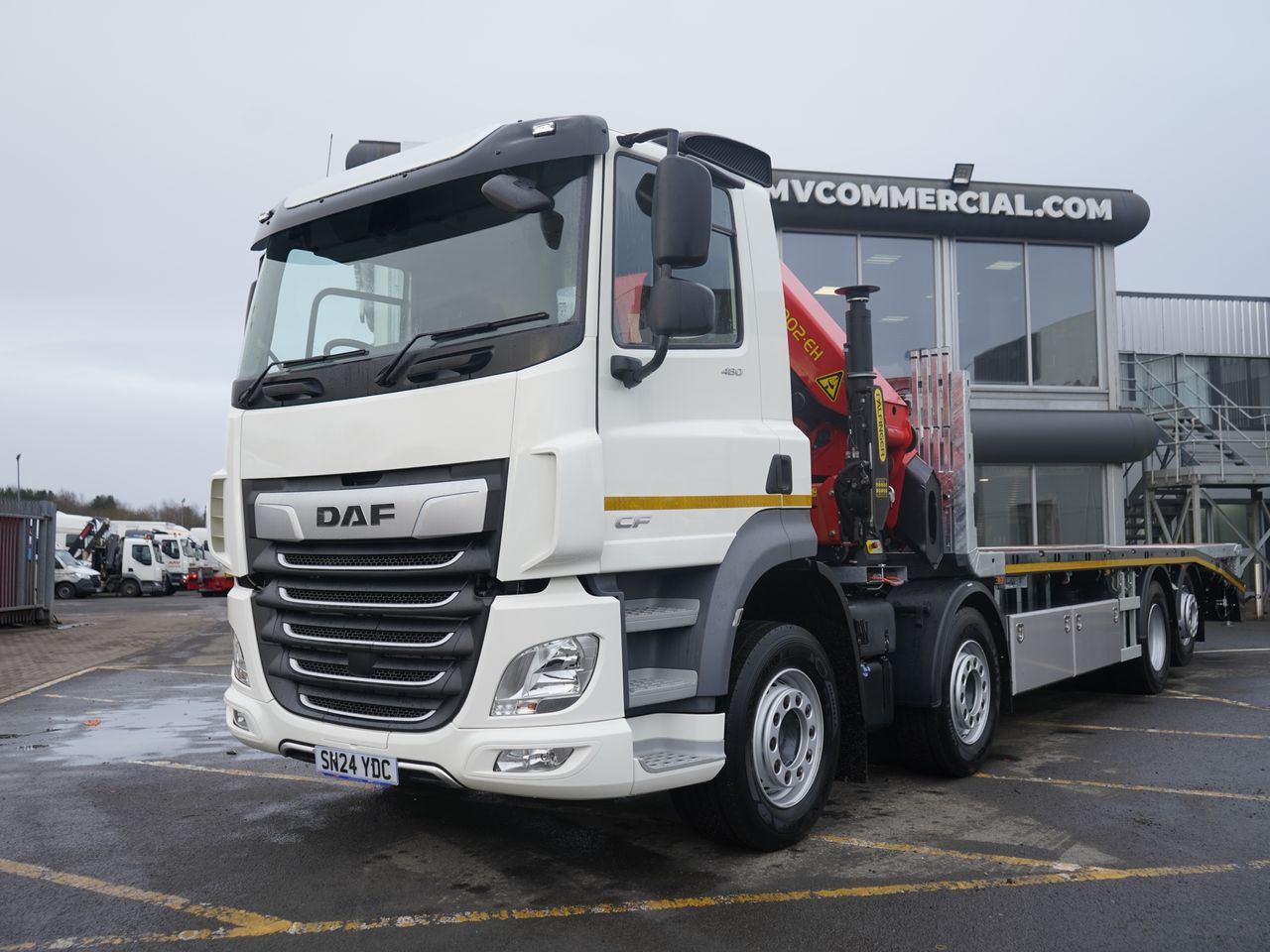 Ready to go DAF CF 480, Cheesewedge, 480, 32 Tonne, Day Cab, Automatic, Heated Mirrors, Lane Departure / Assist / Guard Warning System, Lashing Rings, LED Daytime Running Lights, MX Engine Brake, , Palfinger, PK33002-EH | for sale at MV Commercial, the UKs leading Truck, Trailers and Van supplier. (SN24YDC 113620)