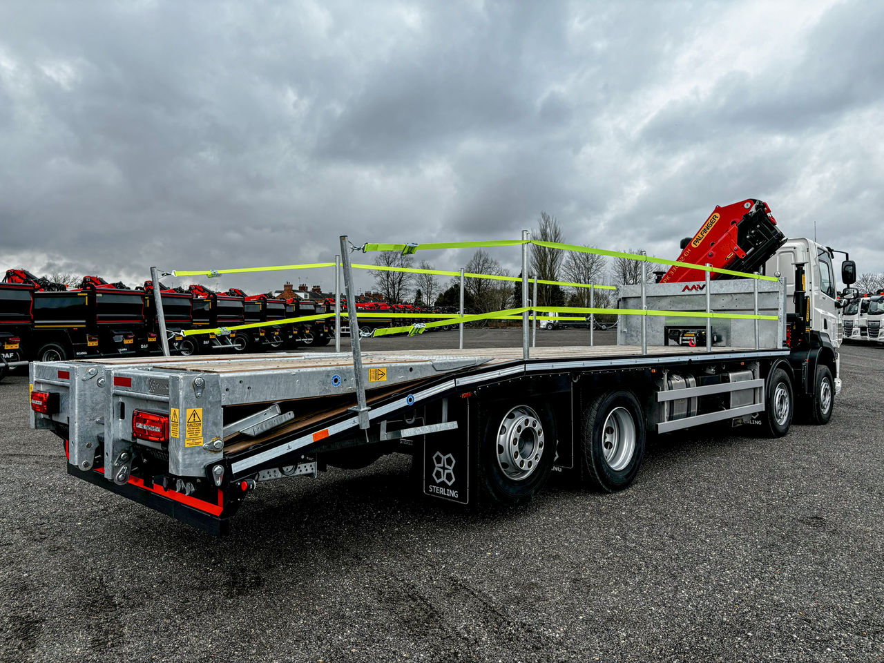 Ready to go DAF CF 480, Cheesewedge, 480, 32 Tonne, Day Cab, Automatic, 28mm Keruing Hardwood Floor, 2 X 9 Tonne Front Axles, Adaptive Cruise Control, AdBlue Tank - 45 Litre, Advanced Emergency Braking System (AEBS), , Palfinger, PK33002-EH | for sale at MV Commercial, the UKs leading Truck, Trailers and Van supplier. (G450285 119191)