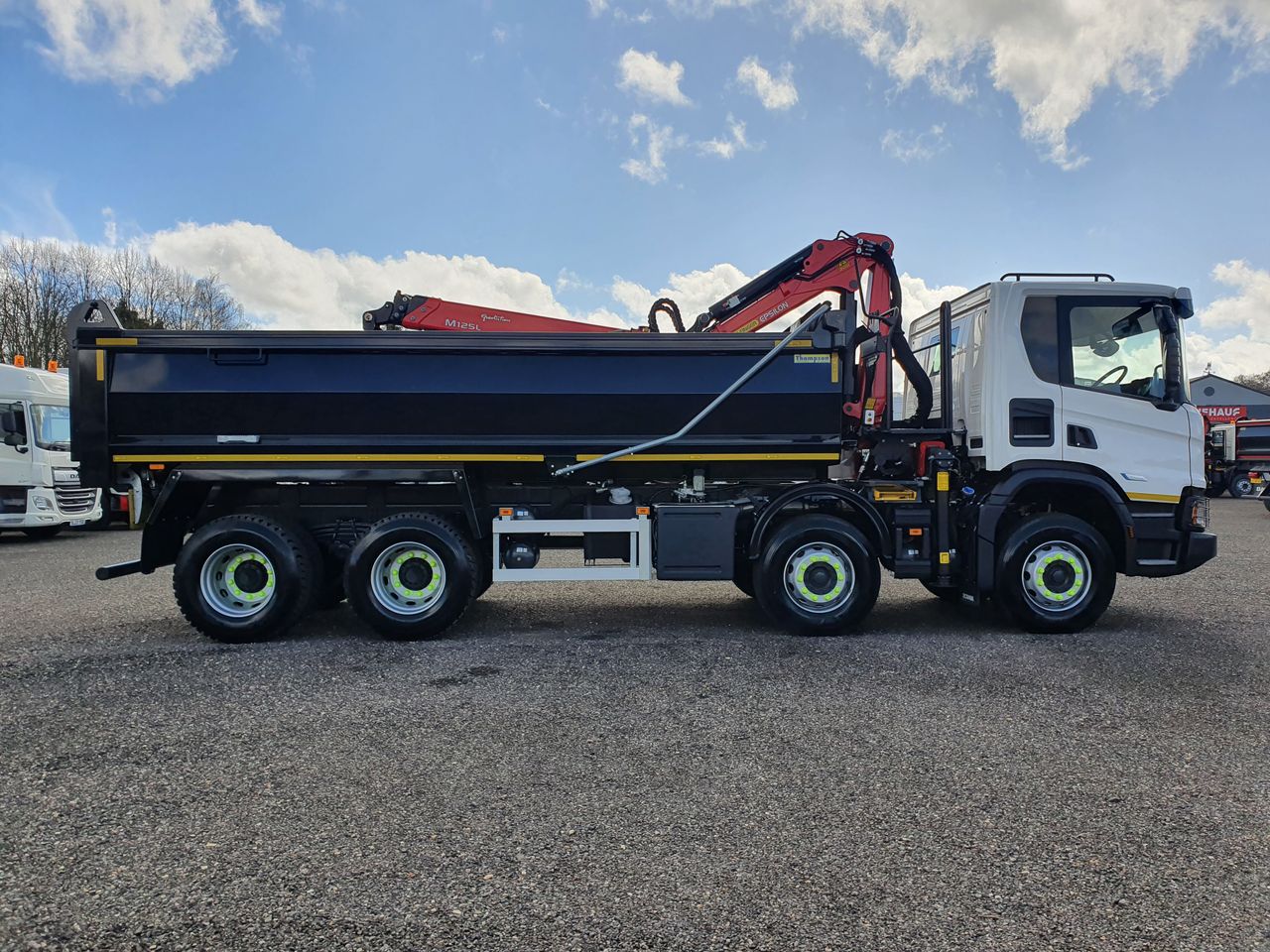 Ready to go Scania P420, Tipper Grab, 420, 32 Tonne, Day Cab, Automatic, Air Conditioning, Diff Lock, Easy Sheet System, Euro 6 Emission Level With SCR, Factory Fitted PTO, , Palfinger Epsilon, M125L | for sale at MV Commercial, the UKs leading Truck, Trailers and Van supplier. (9332052 119883)