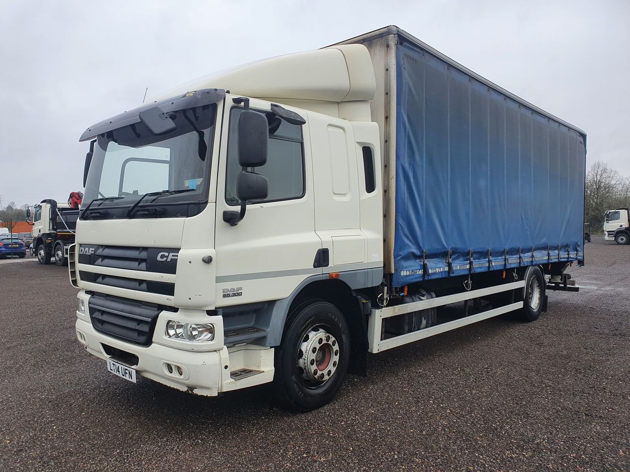 Ready to go DAF CF65.300 , Curtainsider, 300, 18 Tonne, Sleeper Cab, Manual, Air Kit, Side Collars, Cab Sunvisor With LED Lights, Rear Barn Doors, DEL Tuck-Under Taillift, , -, - | for sale at MV Commercial, the UKs leading Truck, Trailers and Van supplier. (LT14UFN 120266)