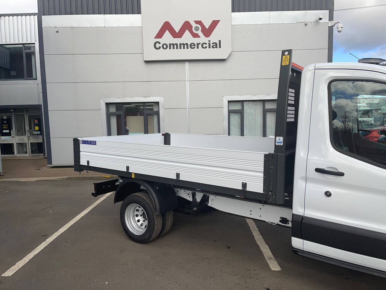 Ready to go Ford Transit, Tipper, 129, 3.5t, Day Cab, Manual, Beacons, Beacon Bar, Full Aluminium Dropsides, Towbar and Pin, Chapter 8 Markings, , -, - | for sale at MV Commercial, the UKs leading Truck, Trailers and Van supplier. (YM73ZRR 143853)