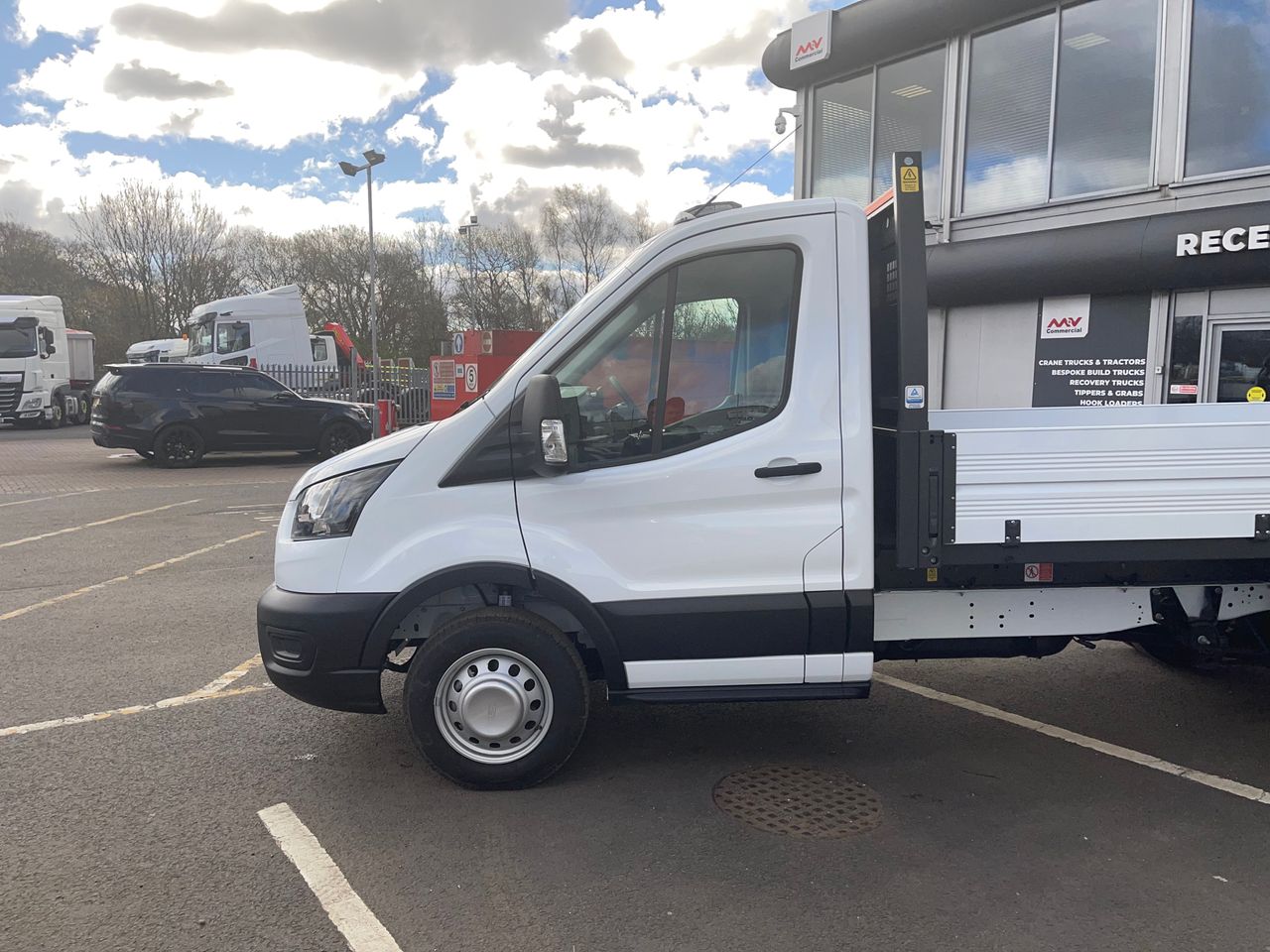 Ready to go Ford Transit, Tipper, 129, 3.5t, Day Cab, Manual, Beacons, Beacon Bar, Full Aluminium Dropsides, Towbar and Pin, Chapter 8 Markings, , -, - | for sale at MV Commercial, the UKs leading Truck, Trailers and Van supplier. (YM73ZRR 143855)