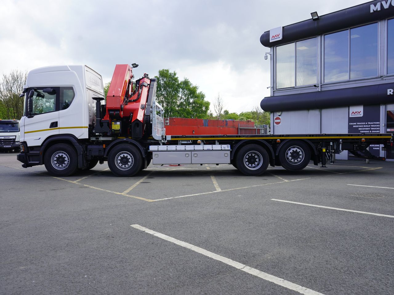 Ready to go Scania G460, Cabin Spec, 460, 32 Tonne, Highline Sleeper, Automatic, 28mm Keruing Hardwood Floor, 2 x 8.5 Tonne Front Axles, 4 x Crane Pads, Access Ladder, Bluetooth/AUX/USB Dashboard Input, , Palfinger, PK 65002 SH HIGH PERFORMANCE | for sale at MV Commercial, the UKs leading Truck, Trailers and Van supplier. (9332272 286835)