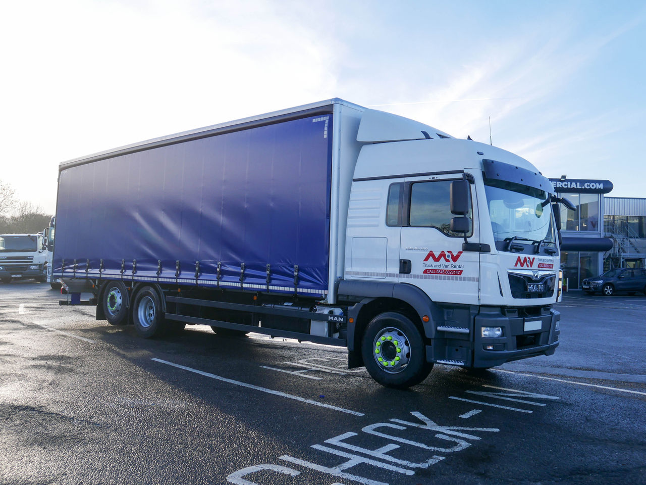 Ready to go MAN TGM 26.320, Curtainsider, 320, 26 Tonne, LX Cab, Automatic, 2x Wheel Chocks and Holders, Air Conditioning, Air Kit, Anteo 1500KG Tuck under Tail Lift , Barn Doors, , -, - | for sale at MV Commercial, the UKs leading Truck, Trailers and Van supplier. (SK19BAA 29087)