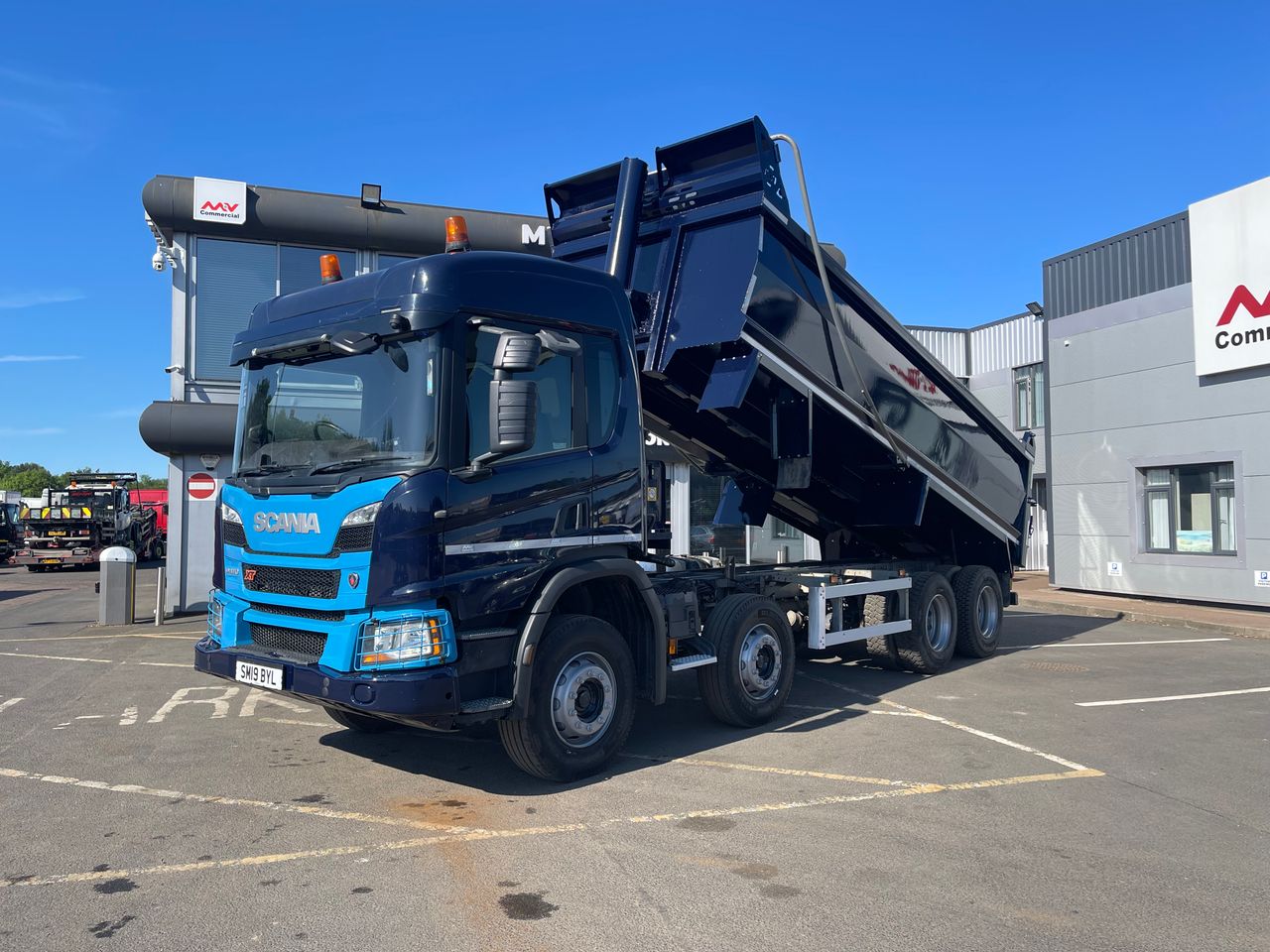 Ready to go Scania P410 XT, Tipper, 410, 32 Tonne, Day Cab, Automatic, Thompson Body with Easy Sheet, Beacons, High Ground Clearance, HYVA Ram, Air Tailgate, , -, - | for sale at MV Commercial, the UKs leading Truck, Trailers and Van supplier. (SM19BYL 348997)