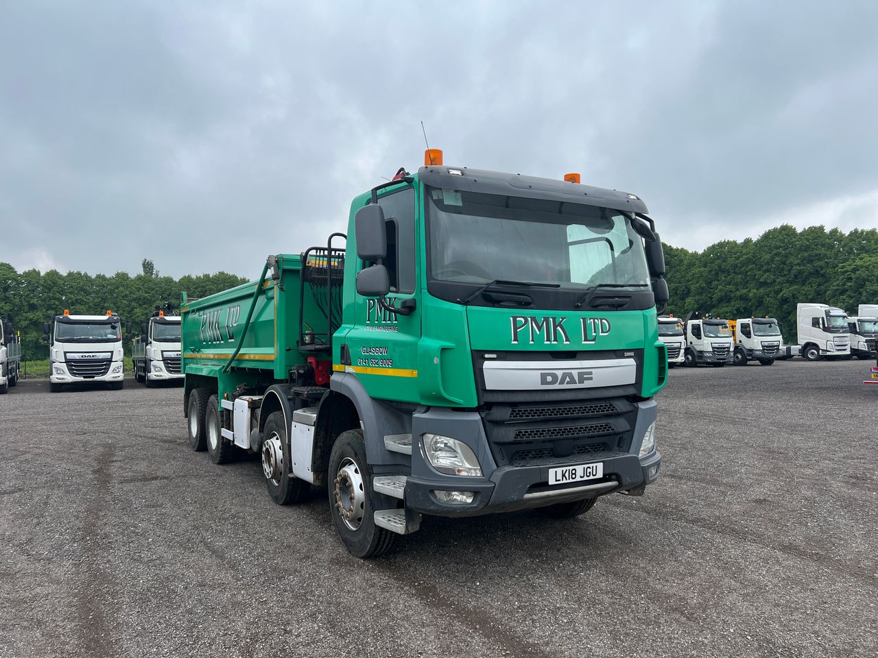 Ready to go DAF CF 400, Tipper Grab, 400, 32 Tonne, Day Cab, Automatic, Sweeper: Chapter 8 On Rear Door with Directional Arrow, Front Strobes, Air Conditioning, Diff Lock, Sun Roof, , Palfinger Epsilon, M125L Grab | for sale at MV Commercial, the UKs leading Truck, Trailers and Van supplier. (LK18JGU 361871)