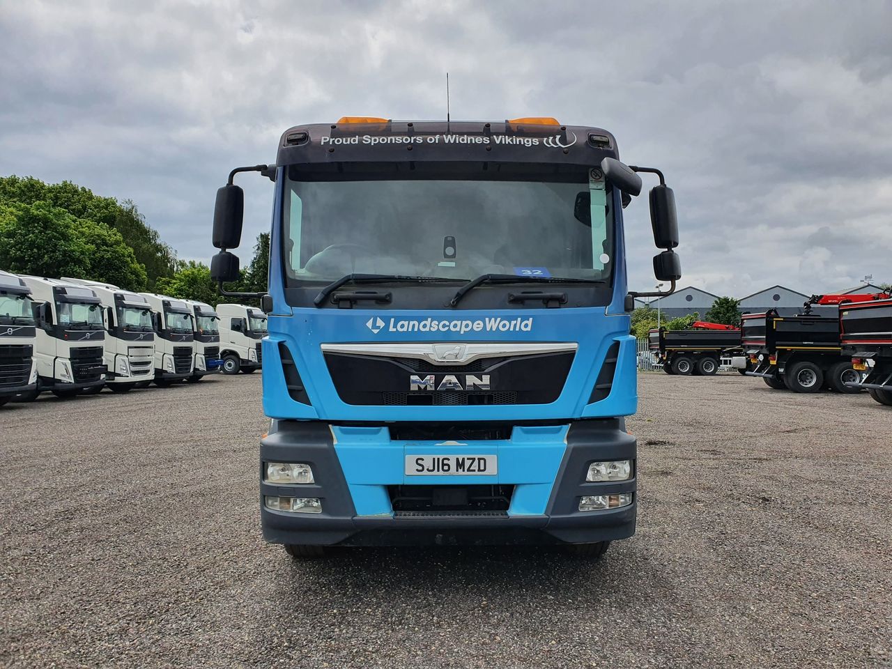 Ready to go MAN TGM 26.340, Brick Grabs, , 26 Tonne, Day Cab, Automatic, 2 Toolboxes, Rear Advert Board Behind Crane in White GRP Finish., Rear Lift Axle, Beacons, Reversing Camera, , Atlas, 135.2E | for sale at MV Commercial, the UKs leading Truck, Trailers and Van supplier. (SJ16MZD 435773)
