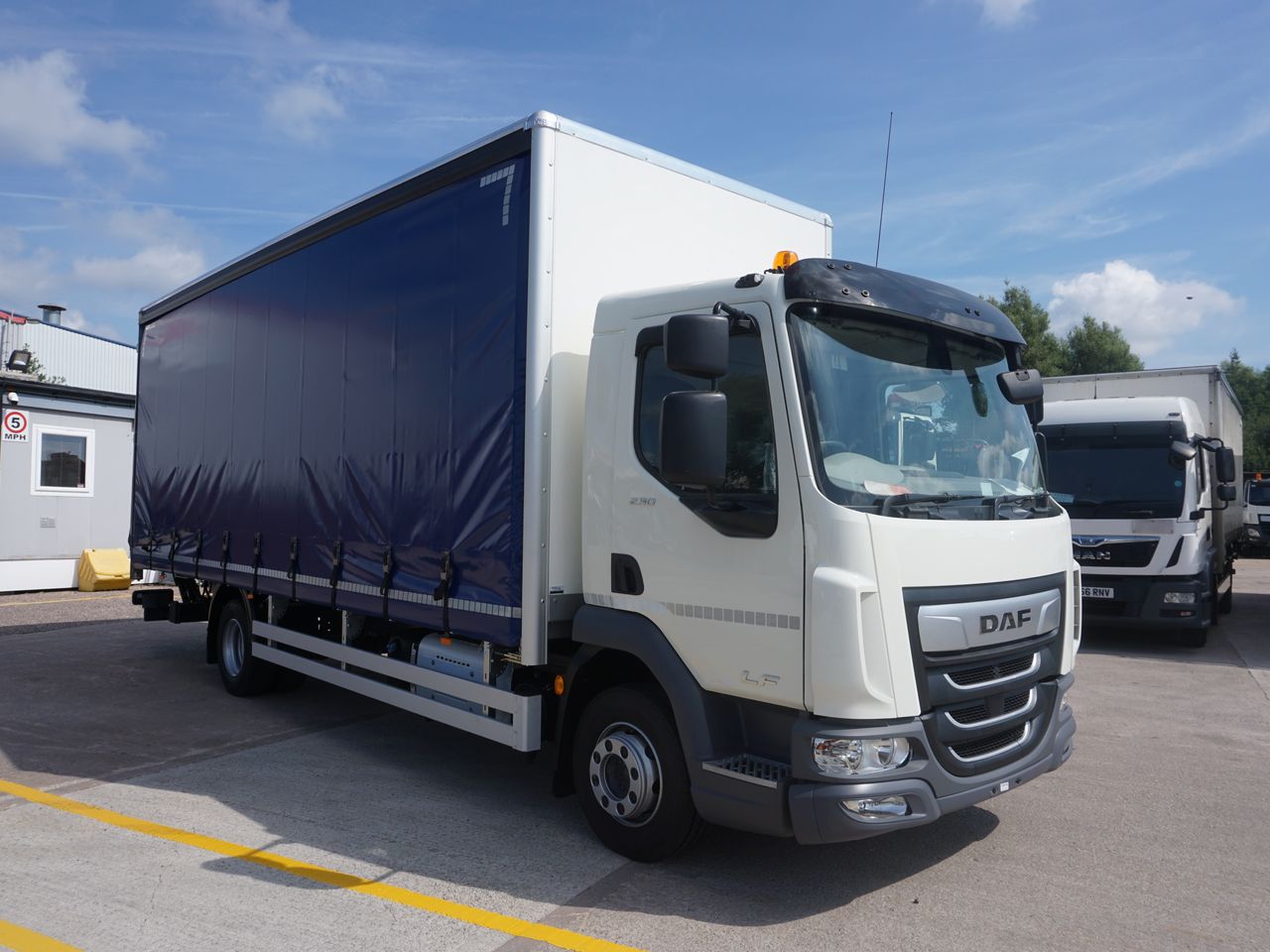 Ready to go DAF LF 230, Curtainsider, 230, 12 Tonne, Day Cab, Automatic, Cantilever Taillift, CD Player, Conspicuity tape, Multi Function Steering Wheel, Removable Curtains for Body, , -, - | for sale at MV Commercial, the UKs leading Truck, Trailers and Van supplier. (SN71YEJ 71304)