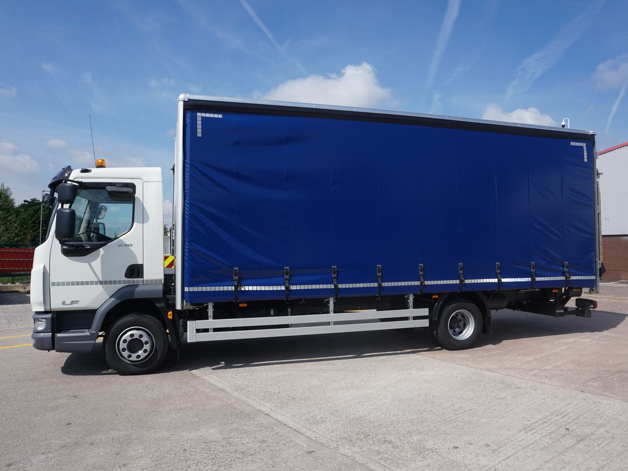 Ready to go DAF LF 230, Curtainsider, 230, 12 Tonne, Day Cab, Automatic, Cantilever Taillift, CD Player, Conspicuity tape, Multi Function Steering Wheel, Removable Curtains for Body, , -, - | for sale at MV Commercial, the UKs leading Truck, Trailers and Van supplier. (SN71YEJ 71308)