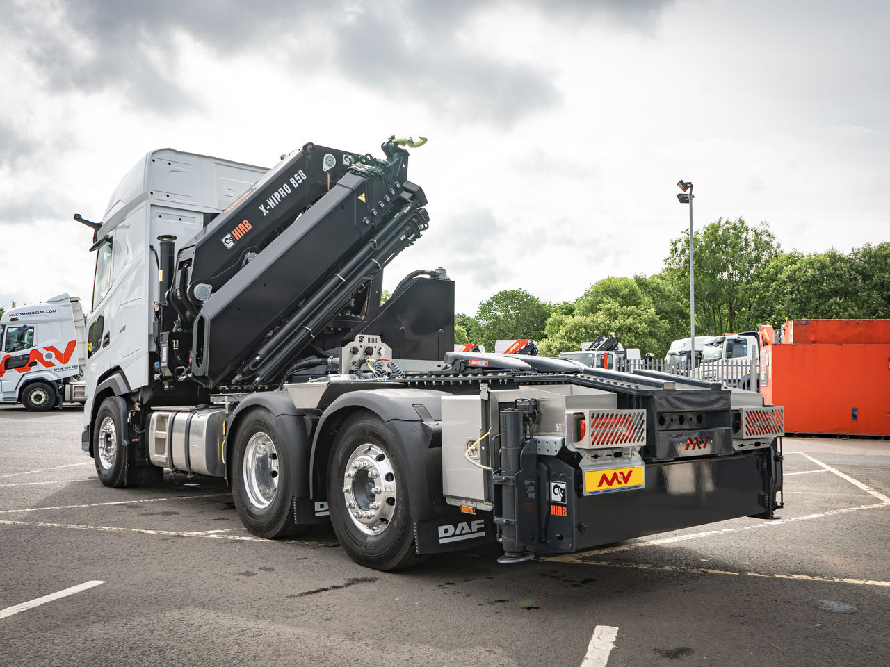 Ready to go DAF FTN XG530, Tractor Unit, 530, 60 Tonne, XG, TraXon 12 Speed Gear Box, MX Engine Brake, Cab Sunvisor , LED Daytime Running Lights, Skylights, Low Vision Window in Door, , HIAB, X-HIPRO 858 EP-6 | for sale at MV Commercial, the UKs leading Truck, Trailers and Van supplier. (SN24YDJ 799923)