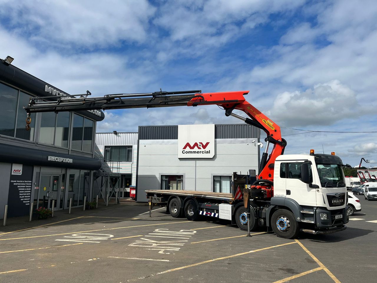 Ready to go MAN TGS 32.400, Cabin Spec, 400, 32 Tonne, Day Cab, 16-Speed Manual Gearbox, 6ft Hydraulic Pull Out , Beacons, Fall Arrest System, FORS - Gold Kit fitted, Front Strobes, , Palfinger, - | for sale at MV Commercial, the UKs leading Truck, Trailers and Van supplier. (SJ15DBV 89220)
