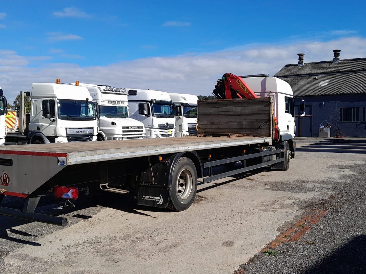 Ready to go MAN TGM 18.290, Flatbed, 290, 18 Tonne, LX Cab, ZF 12-Speed TipMatic Automatic, Air Conditioning, Reading Light, Electric Windows, In-Cab Storage, 2 Spot Lights On Cab Roof, , Palfinger, PK 19001 SLD 5 B | for sale at MV Commercial, the UKs leading Truck, Trailers and Van supplier. (SN20YDF 926386)