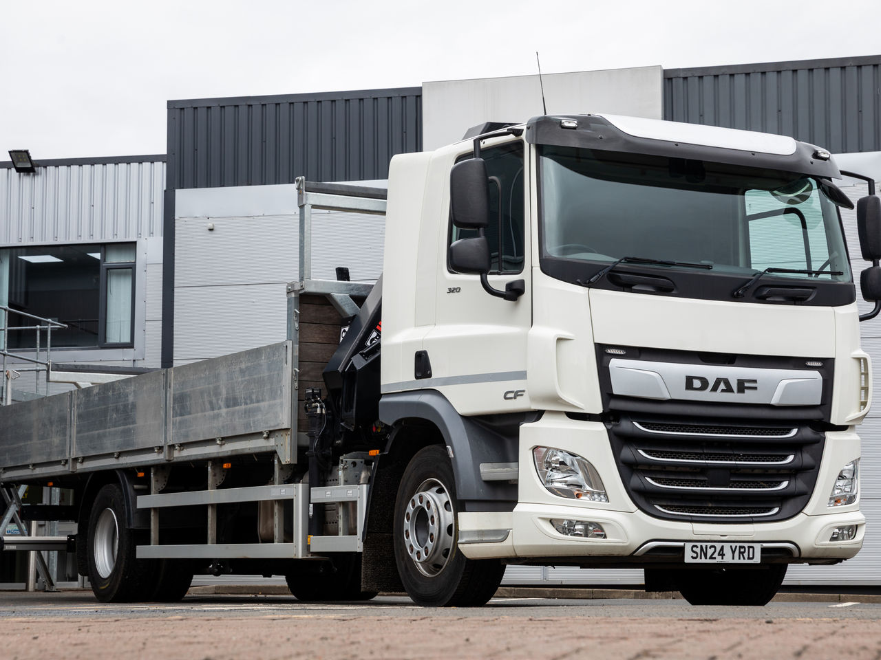 Ready to go DAF CF 320, Dropside, 320, 18 Tonne, Day Cab, Automatic, 28mm Keruing Hardwood Floor, Air Conditioning, Cab Heater, Cab Sunvisor , Crane Remote Battery and Spare Battery Charger, , HIAB, X-HIDUO 188 B-3 | for sale at MV Commercial, the UKs leading Truck, Trailers and Van supplier. (SN24YRD 973100)