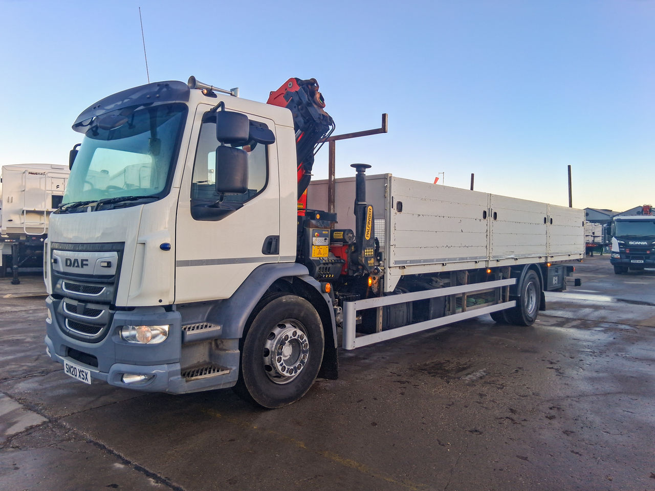 Ready to go DAF LF 290, Dropside, 290, 18 Tonne, Day Cab, Automatic, Hardwood Flooring, Front Strobes, FORS - Gold Kit fitted, Rear Window in Cab, Crane Pads and Carriers, , Palfinger, PK 19001 SLD 5 B | for sale at MV Commercial, the UKs leading Truck, Trailers and Van supplier. (SN20XSX 979779)