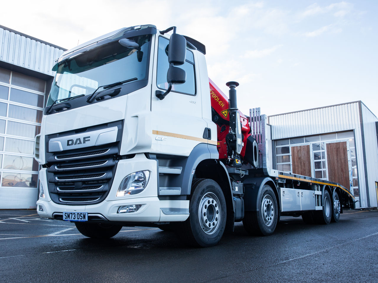 Ready to go DAF CF 480, Beavertail, null, 32 Tonne, Day Cab, Automatic, 28mm Keruing Hardwood Floor, 2 X 9 Tonne Front Axles, Adaptive Cruise Control, AdBlue Tank - 45 Litre, Advanced Emergency Braking System (AEBS), , Palfinger, PK 27001-EH HIGH PERFORMANCE | for sale at MV Commercial, the UKs leading Truck, Trailers and Van supplier. (SM73OSW 981649)