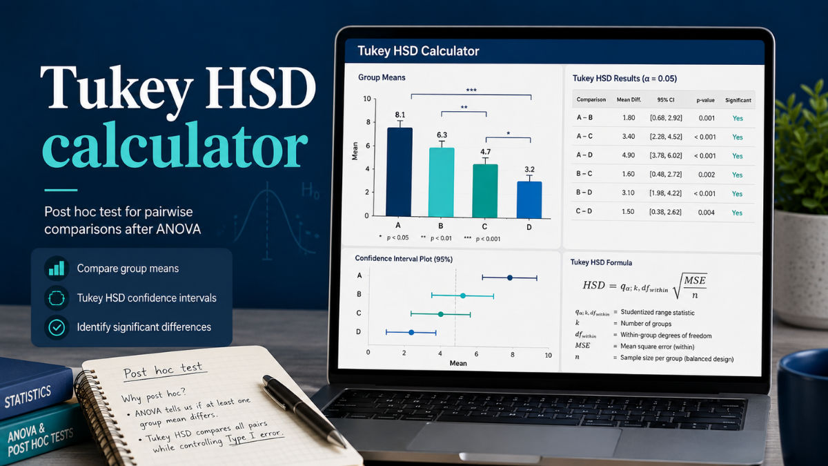 Tukey HSD Calculator & Post Hoc Test Guide — dataclue