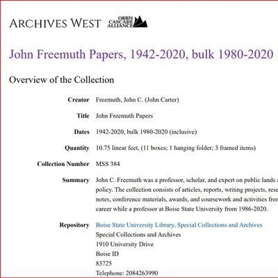 John Freemuth '72 - Scholarly Collection Courtesy of Archives West