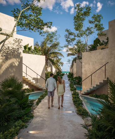 COSTA SISAL | DEPARTAMENTOS FRENTE AL MAR — Render del Desarrollo Residencial Premium en Yucatán Departamentos en venta en Costa Sisal con vista al mar y alberca infinity en Yucatán