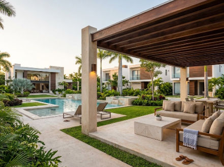 Disfruta de exclusivas amenidades residenciales al invertir en fraccionamientos privados Mérida preventa Amenidades de lujo con alberca y terraza tipo lounge en fraccionamientos privados Mérida preventa