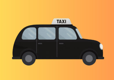 Ilustración de taxi negro estilo londinense