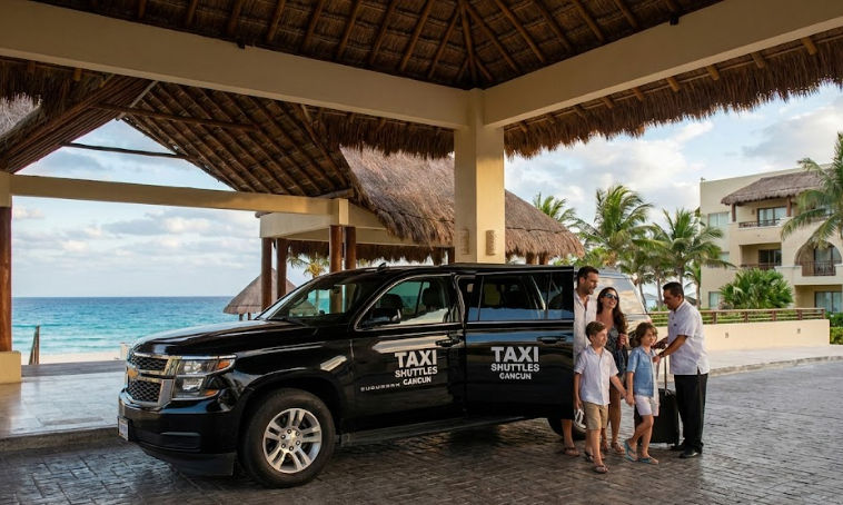 Llegada cómoda y segura a tu hotel con Taxi Shuttles Cancun Cómo ir del Aeropuerto de Cancún a mi hotel: Llegada segura en transporte privado tipo Suburban a resort de la Zona Hotelera