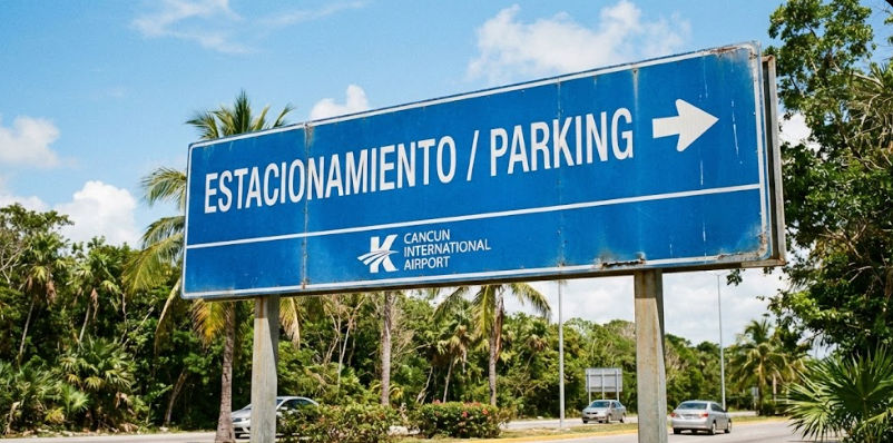 Cancun International Airport Parking Entrance Sign - 2026 Rates &amp; Location
