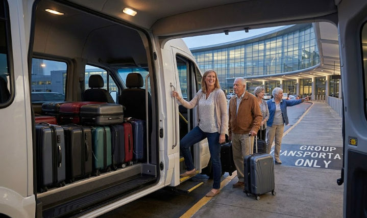 Airport shuttle options for large groups and luggage