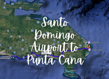 Map showing the driving route from Santo Domingo Airport to Punta Cana