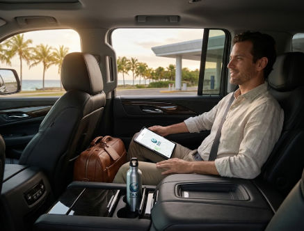 Passenger in a luxury SUV for a hassle-free airport transfer SDQ