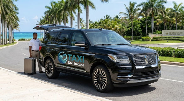 Driver loading luggage into a black private SUV at Iberostar Selection Bavaro