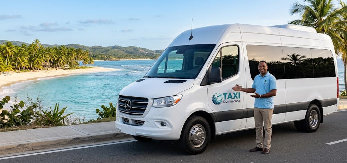 Moderno vehículo de transporte privado hacia el hotel Hilton La Romana