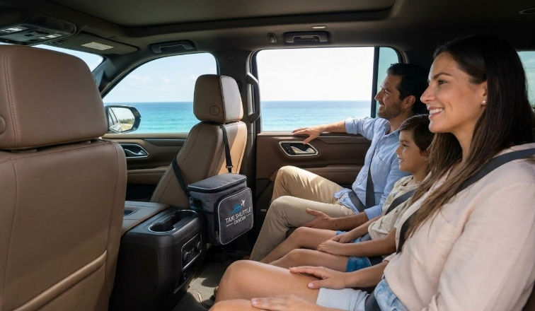 Cancun taxi privado familiar de Taxi Shuttle Cancun con vista al mar