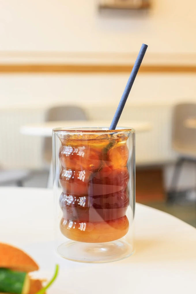 Traditional Vietnamese drip coffee (Caphe) with phin filter, served at Banhmi & Caphe in The Hague.