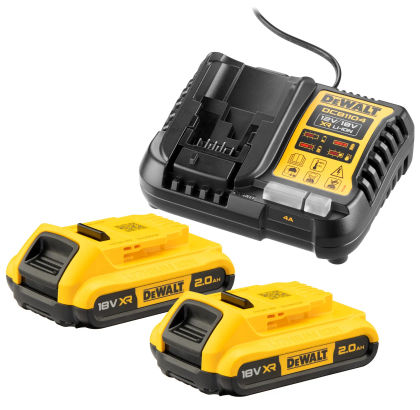 Набор DEWALT DCB1104D2: 2 АКБ DCB183, Li-Ion, 18 В, 2 Ач и зарядное устройство DCB1104, 12/18 В, 4 A (DCB1104D2-QW)