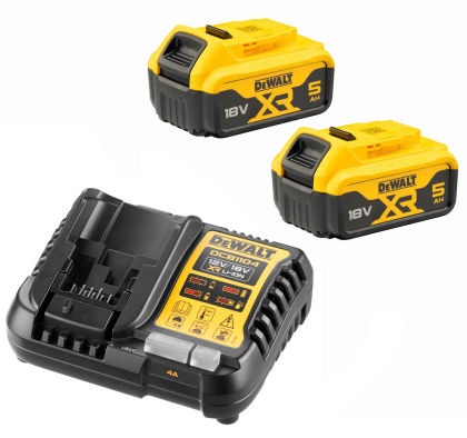 Набор DEWALT DCB1104P2: 2 АКБ DCB184, Li-Ion, 18 В, 5 Ач и зарядное устройство DCB1104, 12/18 В, 4 A (DCB1104P2-QW)