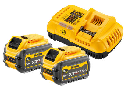 Набор DEWALT DCB118X2: 2 АКБ FLEXVOLT DCB547, Li-Ion, 18/54 В, 9/3 Ач и быстрое зарядное устройство DCB118, 18/54 В, 8 А