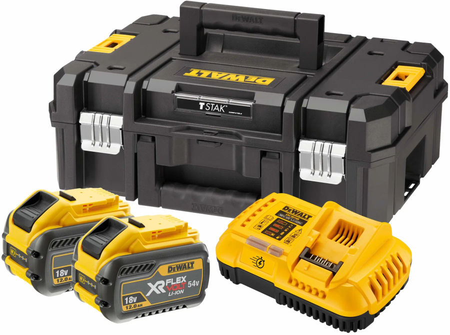 Набор DEWALT DCB118Y2T: 2 АКБ DCB548, Li-Ion, 18/54 В, 12/4 Ач и быстрое зарядное устройство DCB118, 18/54 В, 8 А, в кейсе TSTAK