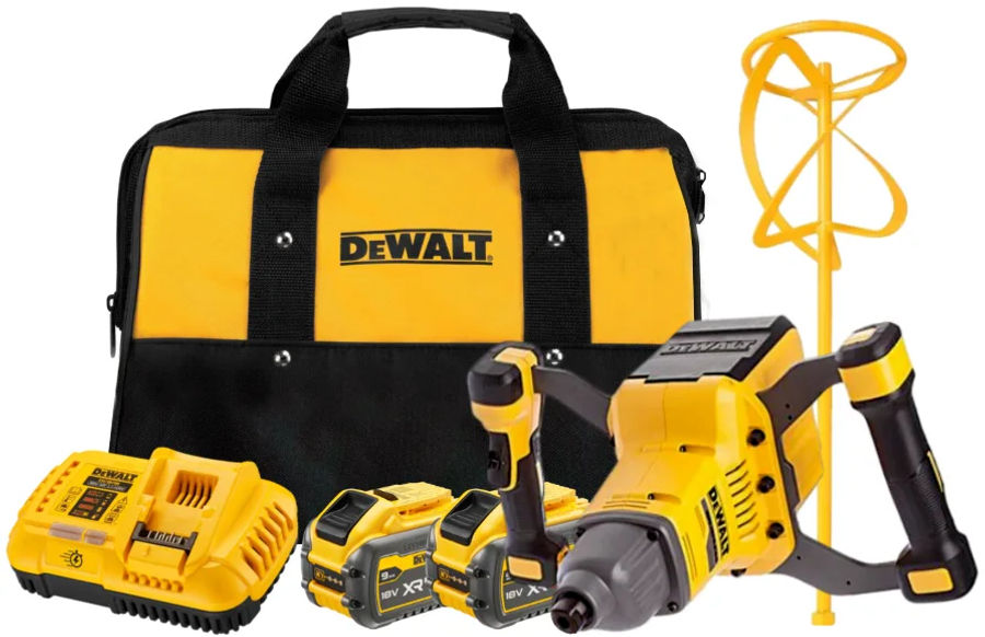 Аккумуляторная дрель-миксер DEWALT DCD240X2, 54 В, 725 об/мин, с 2 АКБ 3 Ач и ЗУ, в сумке (DCD240X2-QW)