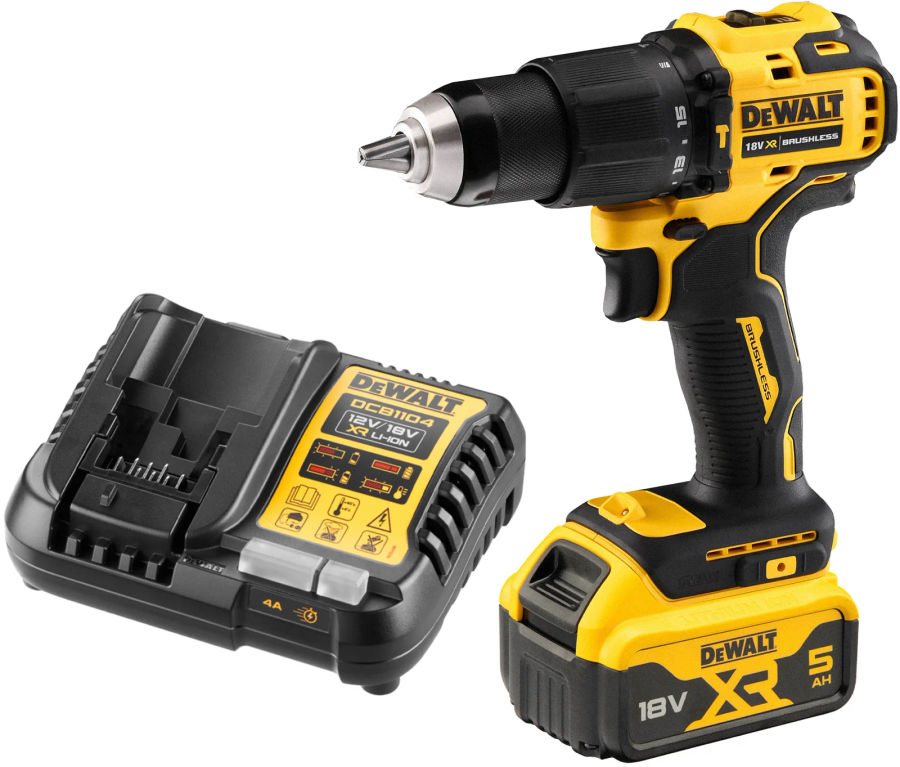 Аккумуляторная дрель-шуруповерт DEWALT DCD709P1, 18 В, 1650 об/мин, 28050 уд/мин, с АКБ 5 Ач и ЗУ (DCD709P1N-XJ)