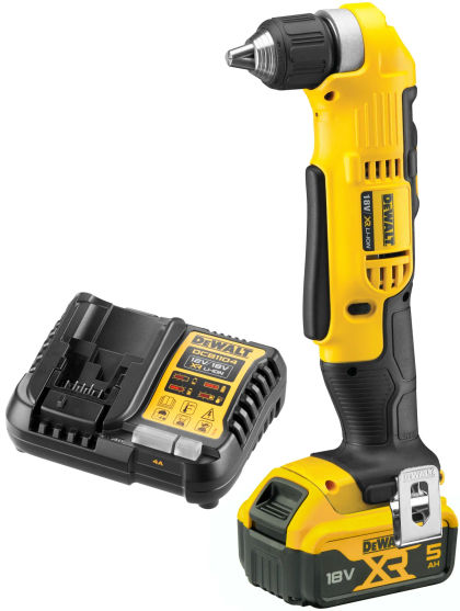 Аккумуляторная угловая дрель DEWALT DCD740P1, 18 В, 2000 об/мин, с АКБ 5 Ач и ЗУ (DCD740P1N-XJ)
