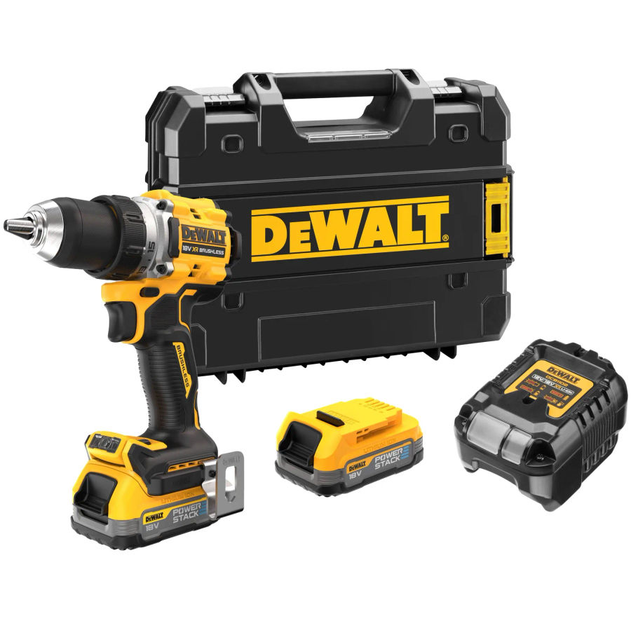 Аккумуляторная дрель-шуруповерт DEWALT DCD800E2T, 18 В, 2000 об/мин, с 2 АКБ 1.7 Ач и ЗУ, в кейсе TSTAK (DCD800E2T-QW)