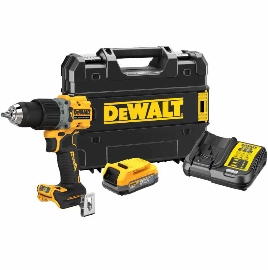 Ударная дрель-шуруповерт DEWALT DCD805E1T, 18 В, 2000 об/мин, 34000 уд/мин, с АКБ 1.7 Ач и ЗУ, в кейсе TSTAK (DCD805E1T-QW)