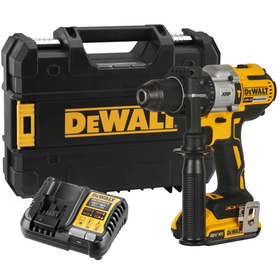 Ударная дрель-шуруповерт DEWALT DCD996D1T, 18 В, 2250 об/мин, 38250 уд/мин, с АКБ 2 Ач и ЗУ, в кейсе TSTAK (DCD996D1NT-XJ)